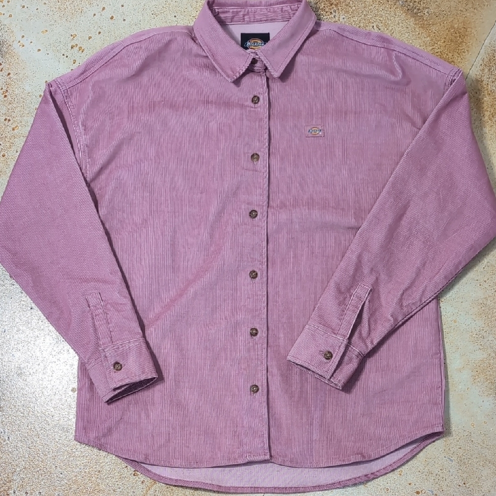 Dickies | Corduroy Casual Button Down Shirt Pink Size M